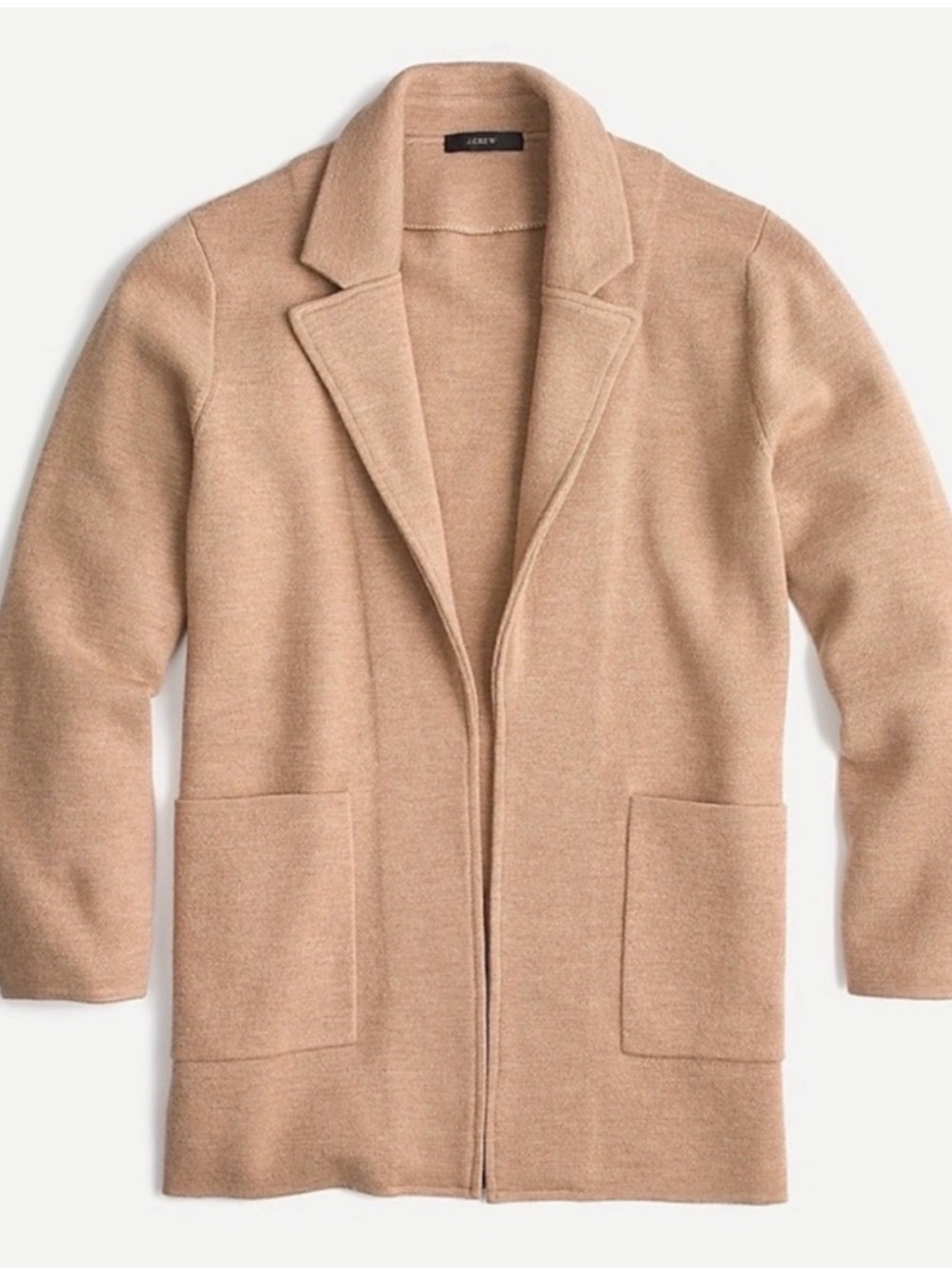 J. Crew Camel-Colored Sophie Open-Front Knit Blazer Cardigan